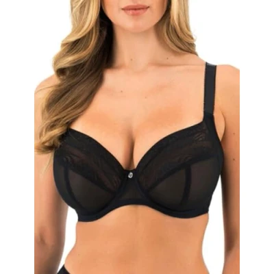 Image of Fantasie Womens Devote Side Support Plunge Bra Black Polyamide Size 34DD