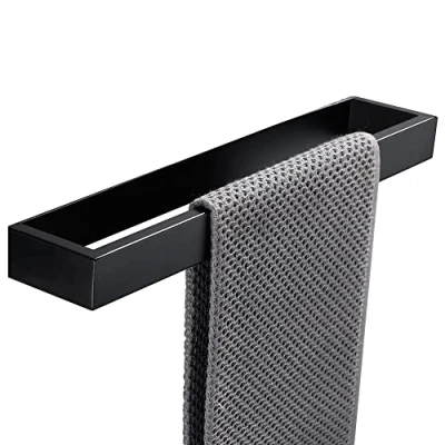 Image of Biutimarden 40cm Bathroom Towel Holder Without Drilling, Self Adhesive Rail Stainless Steel for Rack, Bar Bath Black Finish…