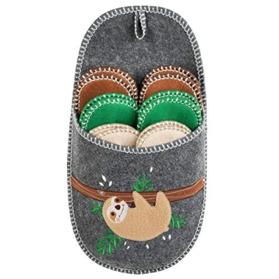 Image of ONVAYA® ABS Guest Slippers, Sloth, Set of 6, Non Slip Sole, Felt Size EU 36 45