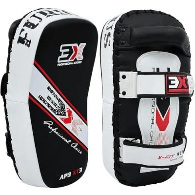 Image of 3X Sports Muay Thai Pad for Coaching, Kickboxing Curved Kick pad, Pads Strike Shield MMA, Martial Arts, Karate, Taekwondo, Punching, Foot, Knee and Elbow Target