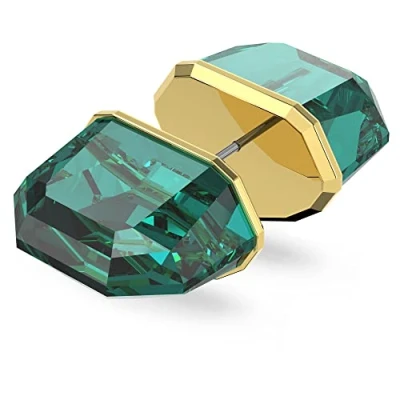 Image of Swarovski Lucent Mono Earring, Green Sliced Octagon Cut Crystal and Gold Tone Plated, from the Collection