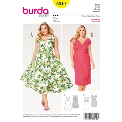 Image of BURDA SEWING PATTERN MISSES&#039; DRESS BELL SHAPED SKIRT SIZE 20 30 6549