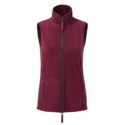 Image of Premier Womens/Ladies Artisan Fleece Gilet (Burgundy/Brown) Size Medium