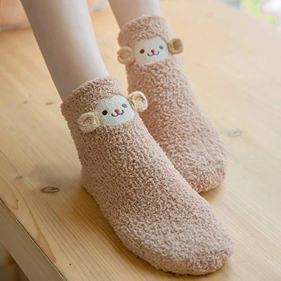Image of asdas Slipper Socks For Women With Grippers Non Slip,Fuzzy Thicken Slip Indoor Animal Grip Warm Fleece Skid Soft Fl
