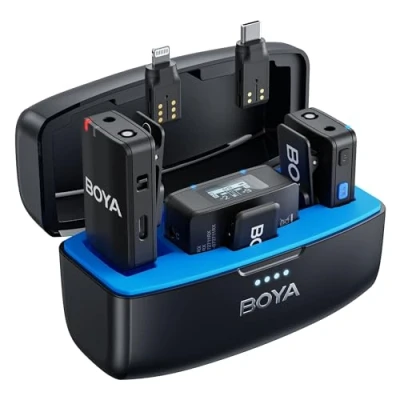Image of Boya BOYAMIC Wireless Lavalier Microphone for iPhone Android Smartphone Camera, Onboard Recording, 200M Range, Clip on Lapel Live Streaming Video Podcast Recording