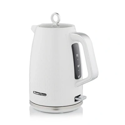 Image of Swan SK14016WHT Elegance Cordless Kettle, Sleek Textured Gloss Finish with Rapid Boil and Dry Protection, 1.7 Litres, 3000W, White