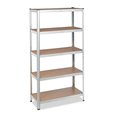 Image of Relaxdays Heavy Duty Shelving Unit, 180x90x40 cm, Max. Load 875 kg, 5 Shelves, Garage Storage, Galvanised Steel, Silver