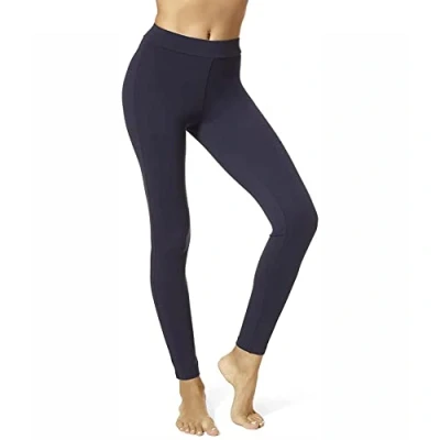 Image of HUE Women&#039;s Wide Waistband Blackout Cotton Leggings, Assorted Hosiery, Navy, S