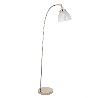 Image of Hansen Task Floor Lamp Bright Nickel Plate, Clear Glass, 1x E27