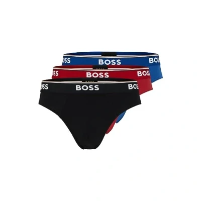 Image of BOSS Men&#039;s 3 pack Classic Regular Fit Stretch Briefs3? ??? ? ???? ???3 ?????????????paquete De Calzoncill Briefs, Red/Navy/Black, M UK