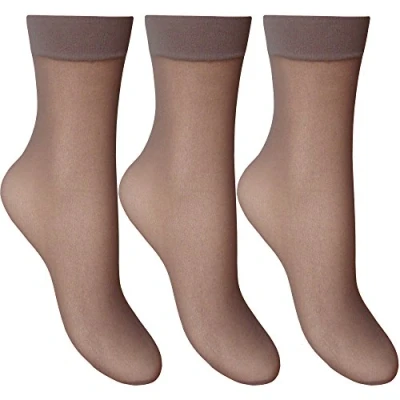 Image of Ladies Silky Anklets 3 Pack (Mink)