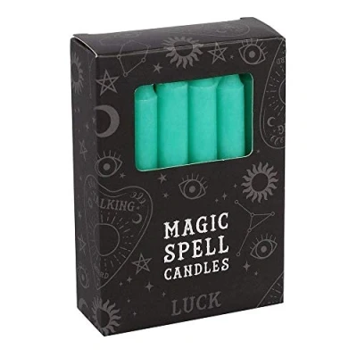 Image of Miss Pretty London Pack of 12 Green &#039;Luck&#039; Spell Candles