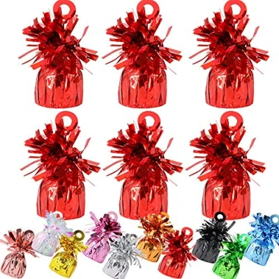 Image of 18 Pack Heavy Balloon Weights Foil Helium Latex Weight Fountain Table Floor Tassle Cone 170g/pc Birthday Party Accessory (Weight Red)