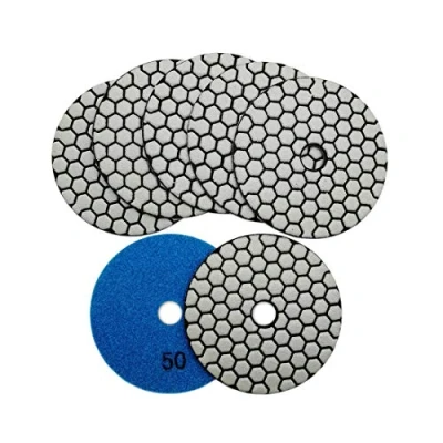 Image of SHDIATOOL Dry Diamond Polishing Pads 7PK Dia 4inch/100MM Resin Bond Flexible Sanding Disk for granite marble (7pcs grit 50)