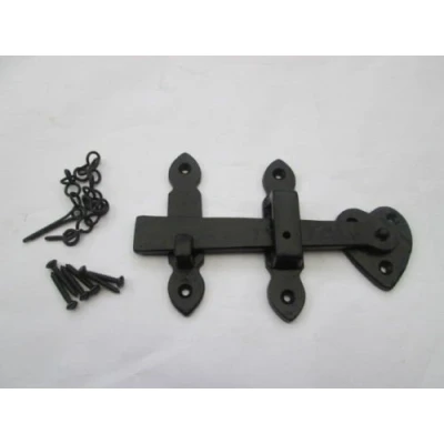 Image of IRONMONGERY WORLD® CAST Iron Privacy Cupboard GATE Door Latch BAR Catch Surface Mounted (Black Fancy)