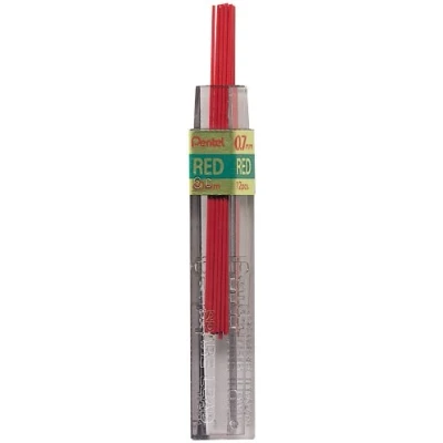 Image of Pentel 0.7mm Coloured Pencil Leads Red (Tube of 12)
