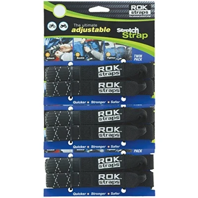 Image of ROK Straps 10358 Black/Reflective 12&quot; 42&quot; Pack Adjustable Stretch Strap