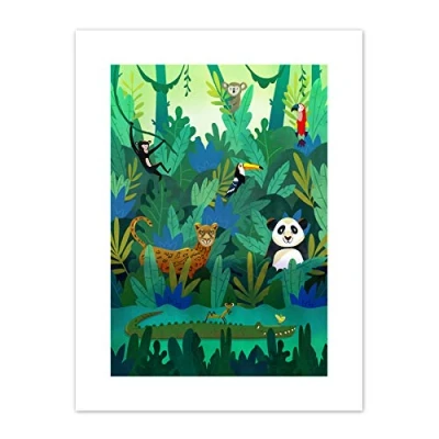 Image of Wee Blue Coo Jungle Animals Amazon Canvas Wall Art Print
