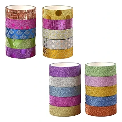 Image of NINVVS 20pcs Washi Tape Set,Glitter Tape,Sparkling Adhesive Tape, Masking for DIY,Party Decoration,Scrapbook,Gift Decoration