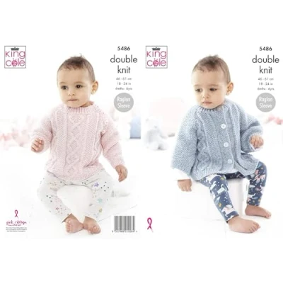 Image of King Cole Baby Childrens Double Knitting Pattern Cable Knit Sweater &amp; Cape (5486)