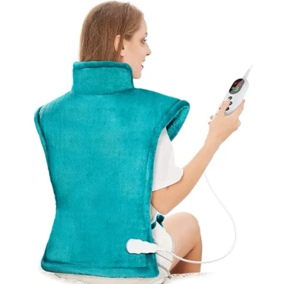 Image of Electric Heating Pad for Back Neck and Shoulders 60x85cm, Heated Warmer with Waist Strap, 3 Heat Levels, Auto Off Timer, Mia&amp;Coco Comfort Green