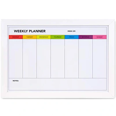 Image of Weekly Dry Erase Board for Wall [17in x 12in] Whiteboard Planner and Magnetic Calendar Days of The Week White Schedule, Daily Meal Includes Full Mounting Kit