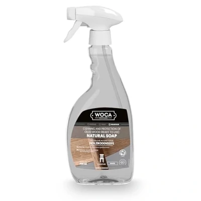 Image of WOCA Denmark Natural Soap Spray [750ml] Cleaner and Protection Of Oil &amp; Wax Finished Wood Countertops, Cutting Boards, Furniture, Cabinets, Trim Floors (White)