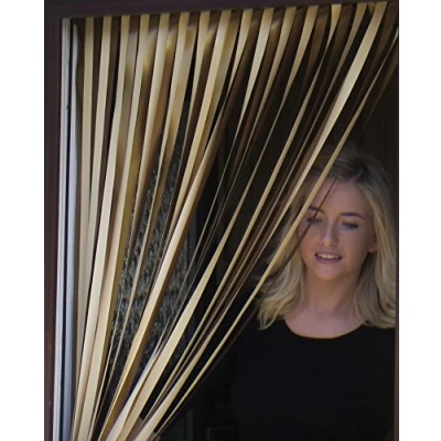 Image of Holland Plastics Original Brand Heavy Duty Caravan/RV Door Curtain,Bug Blind,Fly Blind,Strip Blind &#039;GOLD/CREAM&#039; 62CM WIDE