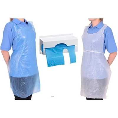 Image of Disposable Aprons on Roll White Blue Apron High Density Polythene (200 Aprons, Blue)