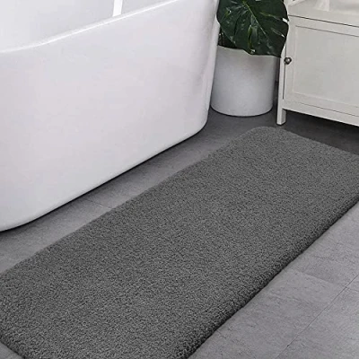 Image of VANZAVANZU Non Slip Bath Mat Extra Large Bathroom Runner Rug Thickened for Absorbent Ultra Soft Bedside Fluffy Microfiber Carpet Floor 50 x 122cm (Dark Gray)