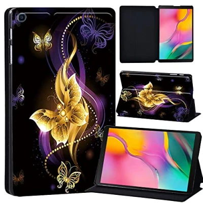 Image of Printed Leather slim lightweight Stand Cover Case for Samsung Galaxy Tab A 10.1 2019 (Model: SM T510 T515), with Function (Black) (golden butterfly)