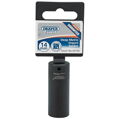 Image of Draper Expert HI TORQ� 6 Point Deep Impact Socket, 1/4&quot; Sq. Dr., 14mm