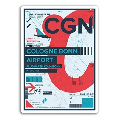 Image of 2 x 10cm Cologne Bonn Airport Vinyl Stickers Germany Sticker Luggage #17384 (10cm Tall)