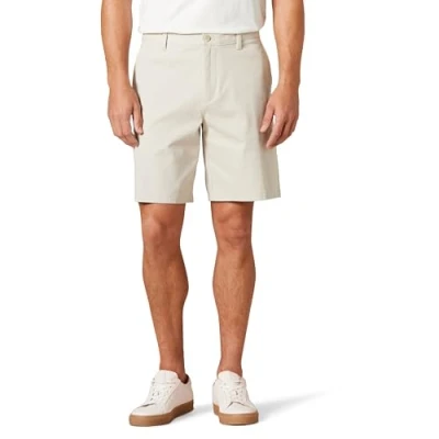 Image of Amazon Essentials Men&#039;s Classic Fit 9&quot; Comfort Stretch Chino Shorts, Stone, 36W