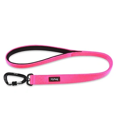 Image of Lightweight Aluminum Alloy Hook Buckle, High grade Upgraded Traffic Durable Nylon 24 Inch Short Leash, with soft Neoprene Lining Handle, Professional Training (24 Long, Hot Pink)