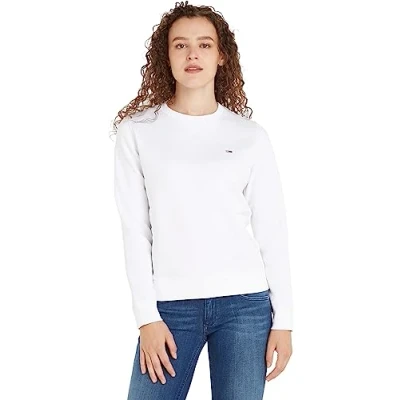 Image of Tommy Jeans Regular C NECK Sweatshirt, Women&#039;s, Size: Small, White