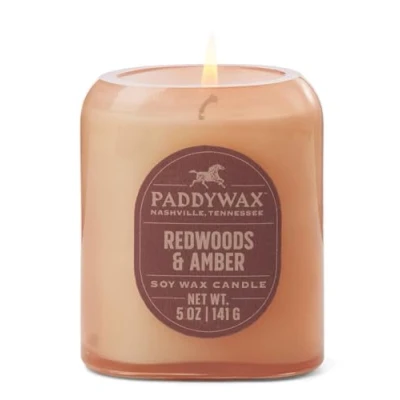 Image of Paddywax Scented Candles Vista Collection Vintage Style Artisan Candle in Frosted Glass, 142g, Redwoods &amp; Amber