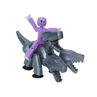 Image of Zing StikBot &amp; Mega Monster Stop Motion Animation Pack Exclusive Figure, Creative Toy for Kids Age 4+ (Silver + Lavender Purple)