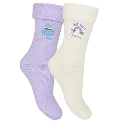Image of Ladies&#039; Get Well Soon &amp; Tea Time Comfort Thermal Bed Socks Gift Set