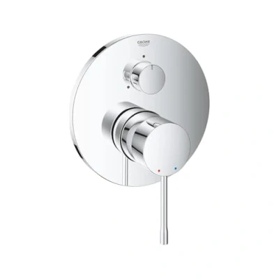 Image of GROHE Essence Single Lever Shower/Bath Mixer Trim Set, 3 Way Diverter, Concealed Installation, Stainless Steel Look, 24092DC1