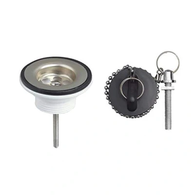 Image of Wash Basin Sick Stainless Steel Basket Strainer Waste 1 1/4&quot; with Plug, Chain