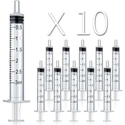 Image of 10 Pack 3ml/3cc Syringe Without Needle for Crafts Pets Feeding Industrial and Scientific (3ML)