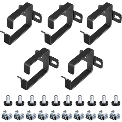 Image of kwmobile Server Rack Cable Management Brackets Set of 5 Steel Fibre Optic, Network, Patch Organiser System Screw On