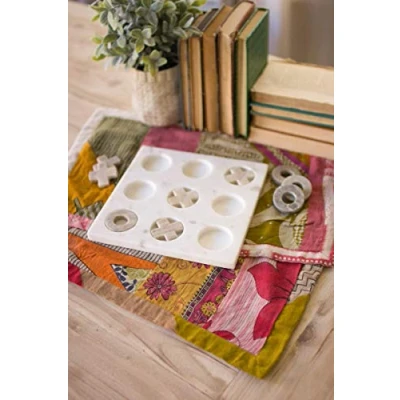 Image of Kalalou Marble Tic Tac Toe, One Size, Off White