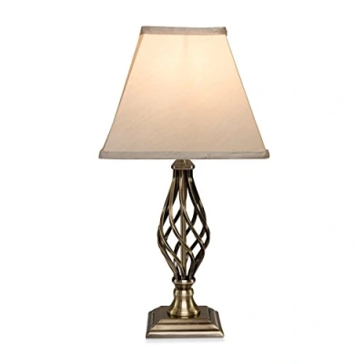 Image of Lighting Supermarket Kingswood Barley Twist Square Base Traditional Table Lamp Antique Brass