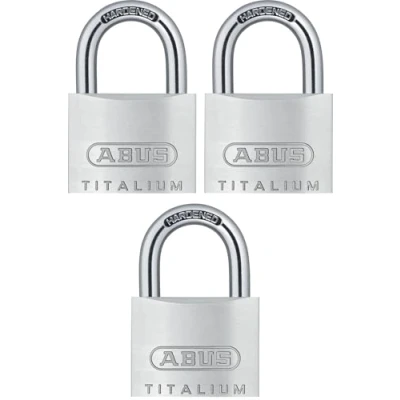 Image of ABUS Titalium 54TI/40 padlock set of 3, keyed alike basement lock with body made special aluminium hardened steel shackle security level 4