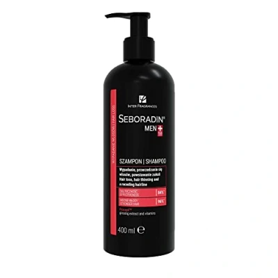 Image of SEBORADIN MEN Hair Shampoo For Loss Thinning 400 ml Vitamins And Natural Extracts Thickening Growth Natur Technology Scalp Treatment Care Receding Hairline