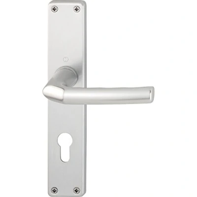 Image of HOPPE 2640124 Door Handle Set Birmingham on Long Plate Profile Cylinder Distance 88 mm for Thickness 30 49 Anodised Silver