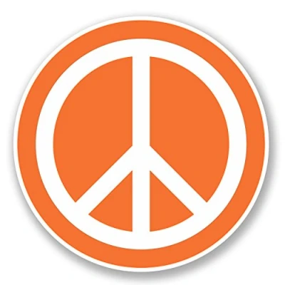 Image of 2 x 10cm Peace Vinyl Sticker Symbol Hippy Camper Van Badge Orange Surf #5611 (10cm 10cm)