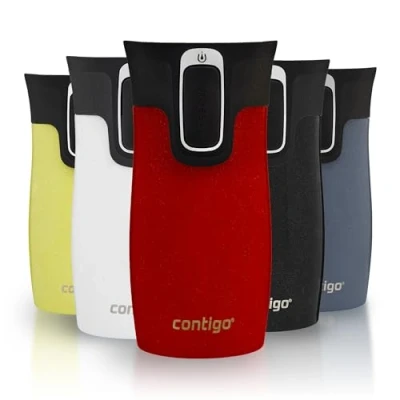 Image of Contigo West Loop Mini Autoseal Travel Mug Stainless Steel Thermal Vacuum Flask Leakproof Tumbler Coffee to go with BPA Free Easy Clean Lid Licorice 300 ml